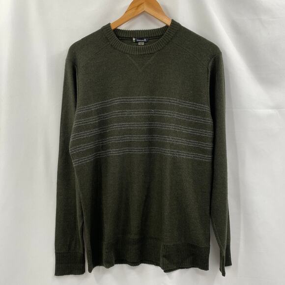 Smartwool M green striped merino wool sweater - Picture 2 of 7